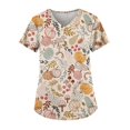 thumbnail image 1 of Camiseta casual de manga corta con cuello en V y estampado de dibujos animados para mujer, divertida y cómoda camiseta de verano, 1 of 3