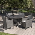 thumbnail image 3 of Cyril Outdoor 5 Piece Wicker Round Dining Set with Water Resistant Cushions, 3 of 13
