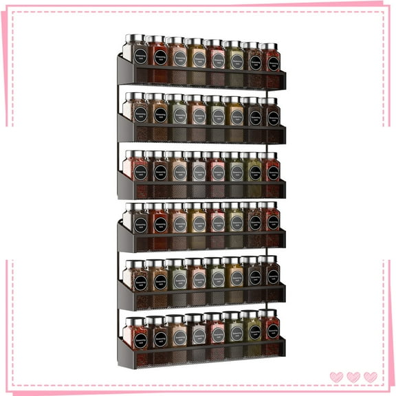 Auledio 2 Pack 3 Tier Metal Spice Rack Organizer Wall-Mount Seasoning Jars Rack for Kitchen (Bronze)