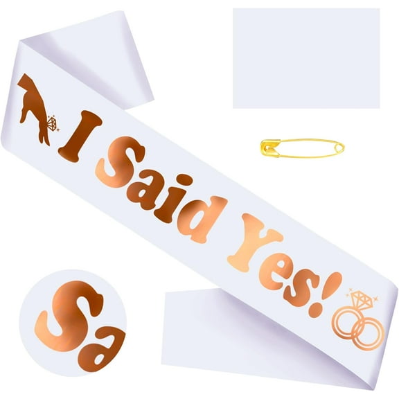 1 pcs "I Said YES !" Sash with Rose Gold Foil, White Bride to Be Bachelorette Sash for Bridal Shower Engagement Wedding Hen Party Decorations Supplies Accessories Favors Gift (White   Rose Gold)