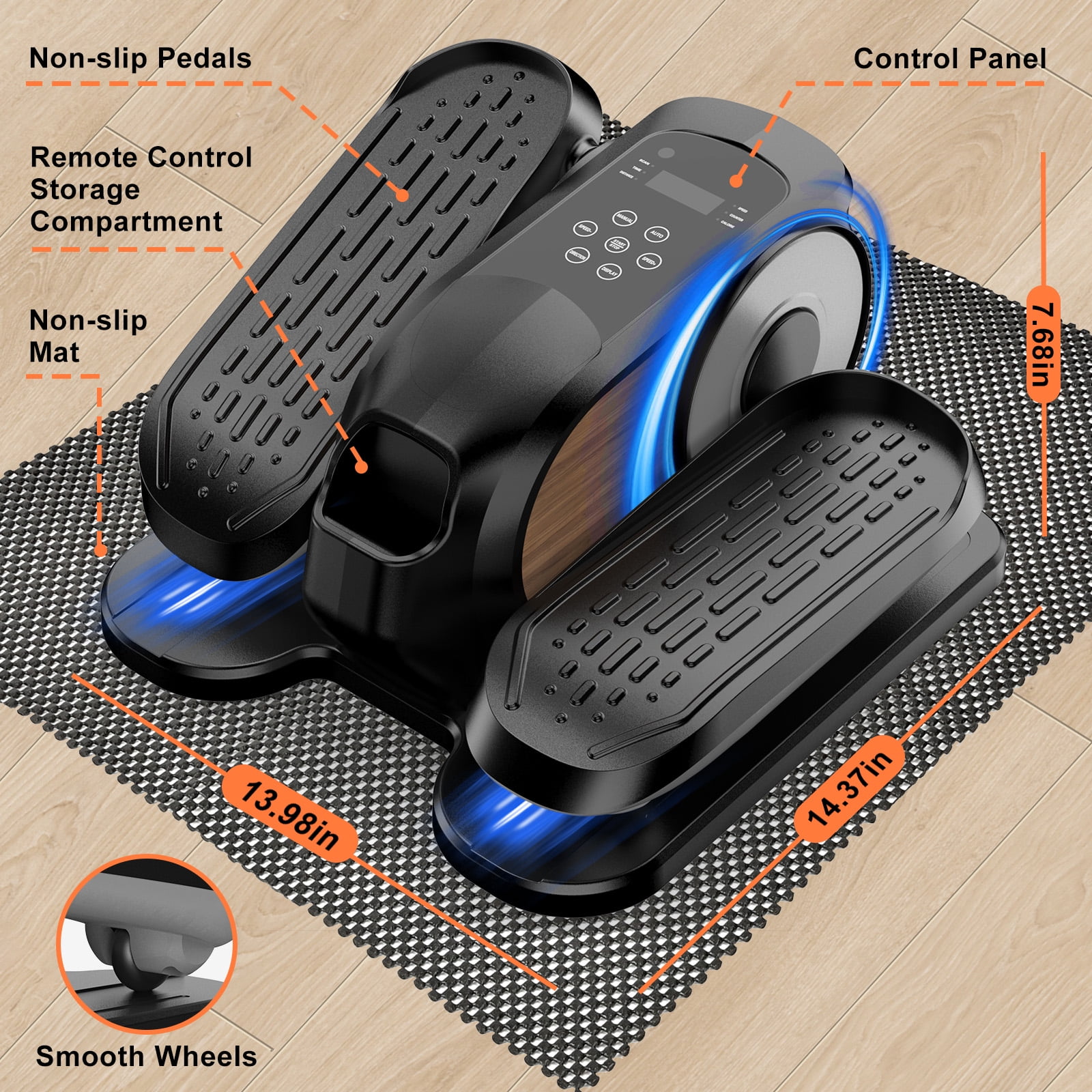 Funslim Under Desk Elliptical Machine, Leg Exerciser While Sitting for Seniors, Quiet Portable Electric Seated Pedal Exerciser,Fully Assembled with Remote Control & 12 Adjustable Speeds