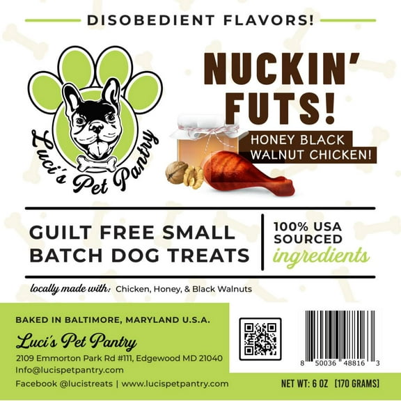 Nuckin' Futs "Chicken, Honey, & Walnut Biscuits" Dog & Puppy Treats! 6 oz. Treat Bag of Yummy Goodness!