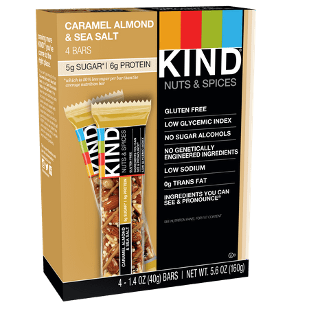 KIND Bars, Caramel Almond & Sea Salt, Gluten Free, 1.4 oz, 4 Snack Bars