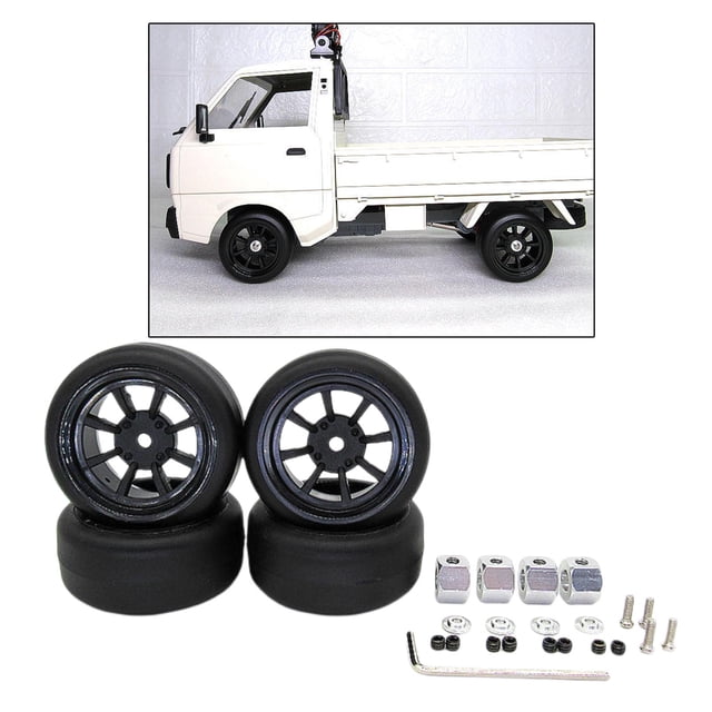 Neumáticos RC Macarena de 4 piezas con adaptador para WPL D12 1/10 RC Car