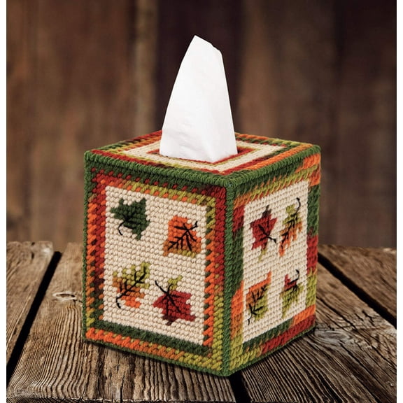 Mary Maxim Fall Leaves Tissue Box Cover