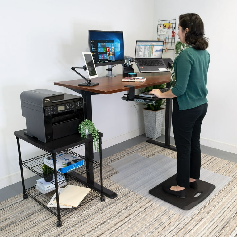 Mount-It! Hand Crank Sit-Stand Black Desk Frame with Extra-Wide