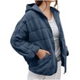 thumbnail image 4 of qucoqpe Womens Full Zip Quilted Puffer Coat Trendy Casual Oversized Padded Down Jackets with Pockets, 4 of 10