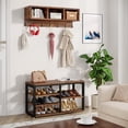 thumbnail image 5 of Tribesigns Entryway Coat Racks with Shoe Storage Bench, Industrial Hall Tree with 3 Storage Cubbies and 7 Hooks for Entrance, Hallway, 5-in-1 Design, Rustic Brown, 5 of 9