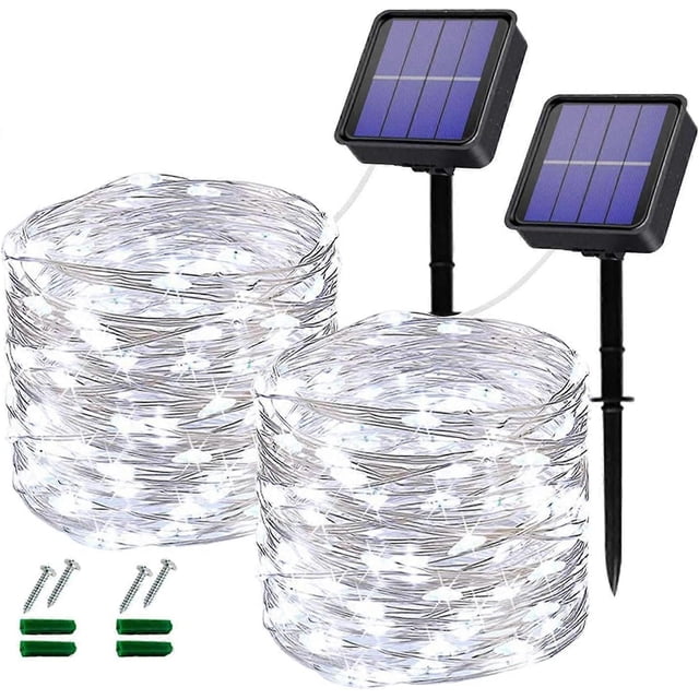 Solar String Lights Outdoor White, 2 Pack 2120LED Garden Solar Lights Waterproof Solar Fairy Lights 40Ft 8 Modes Decoration Lighting for Garden, Patio