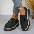 thumbnail image 2 of Black Women'S Casual Loafers With A Metal Buckle Accent, Round Toe, Low Heel, Slip-On Design For Easy Wear, 2 of 8