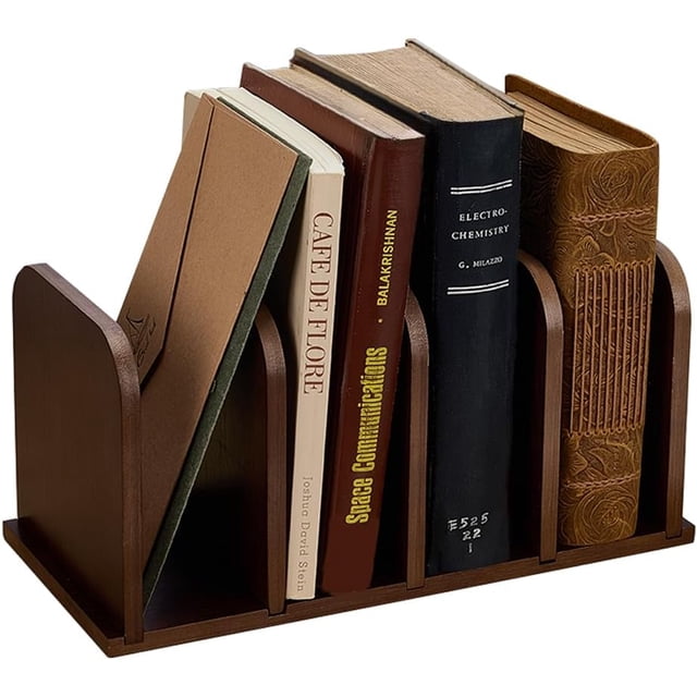 Organizador de escritorio con 4 compartimentos, 30x12,5x15 cm, de bambú, para guardar documentos y archivos.