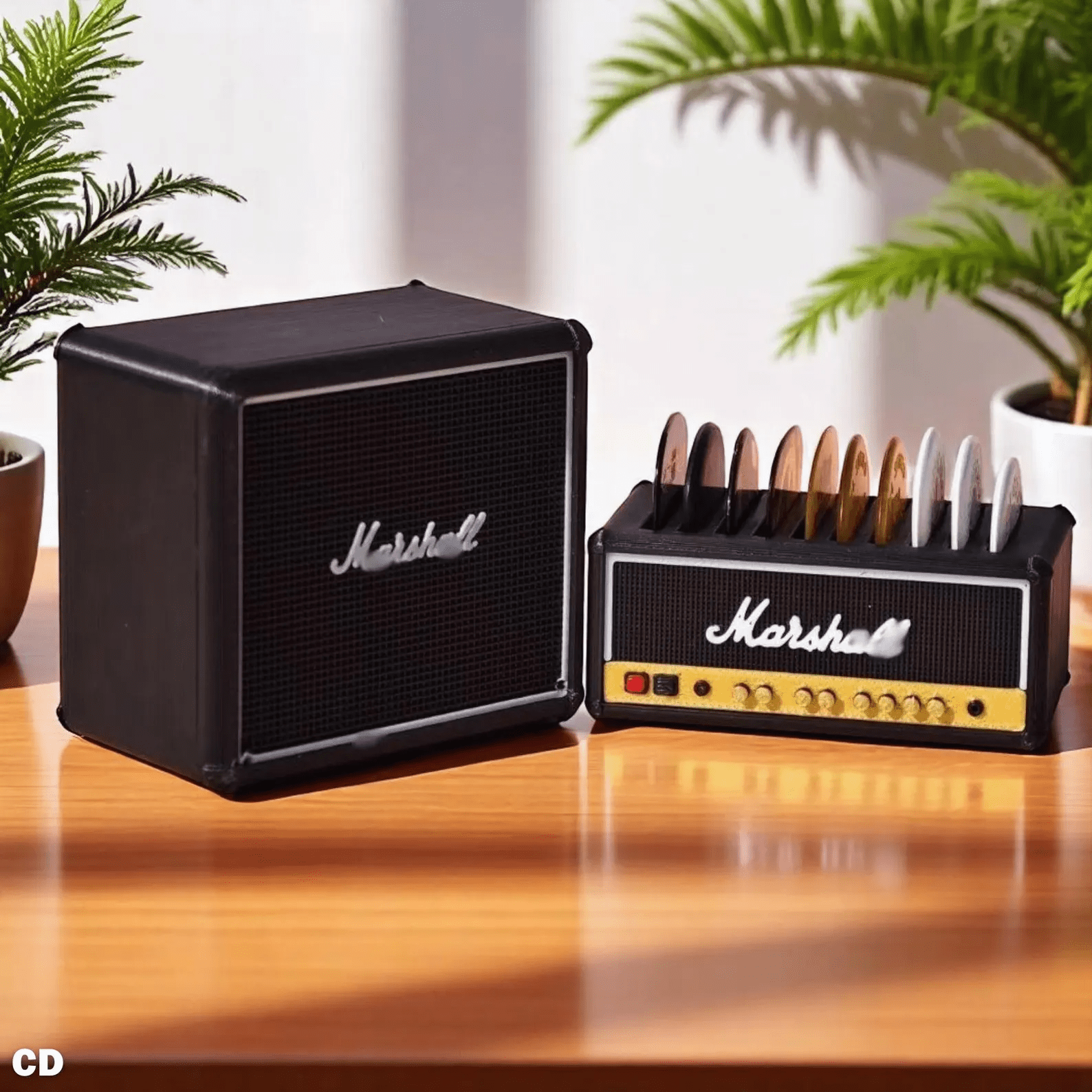 Customizable 3D Printed Guitar Amp Pick Holder with Drawer | Holds on Top + Extra Storage - Great Fathers Day Gift!