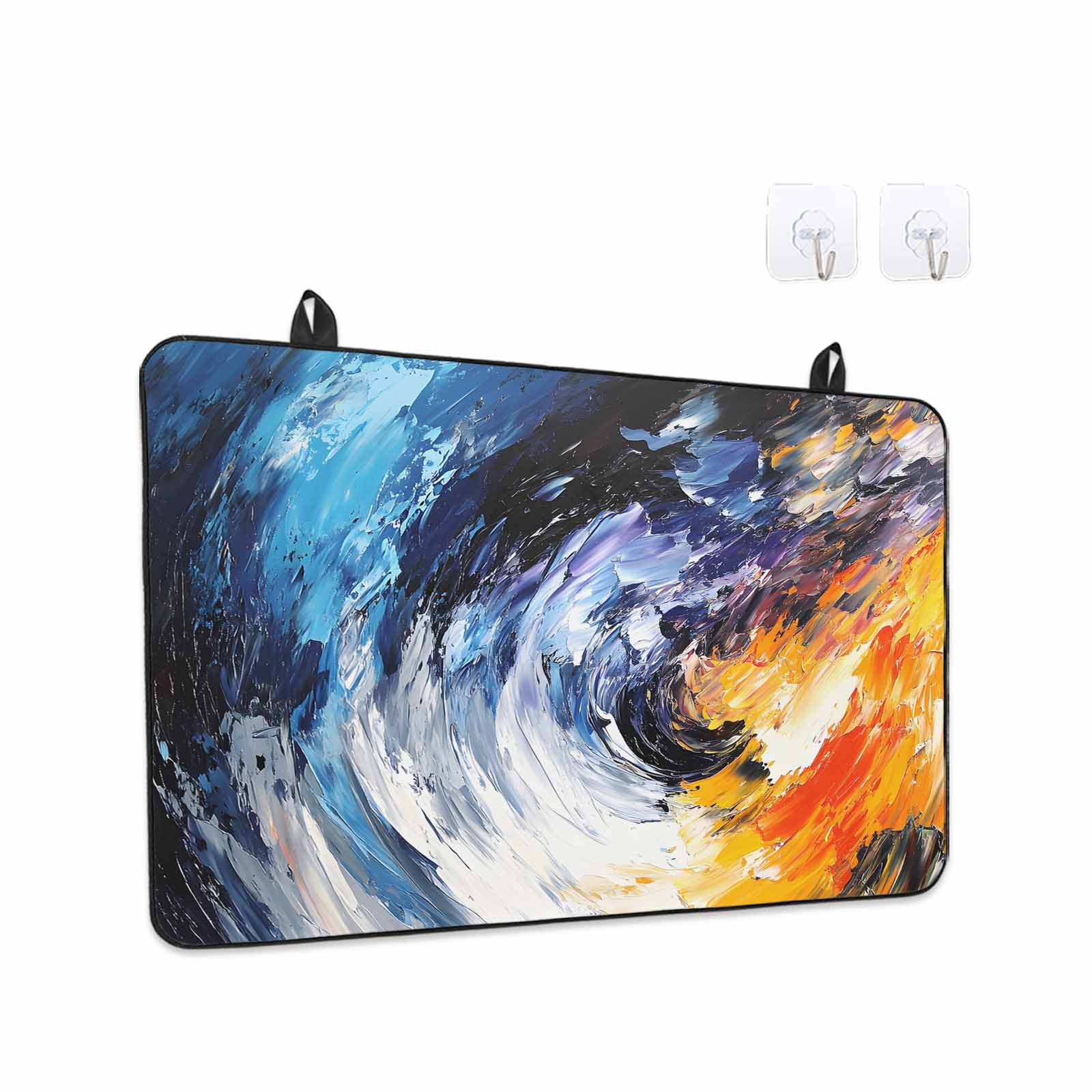 Oil Painting Stove Top Cover for Electric Stove, Heat-proof & Non Slip Glass Top Stove Cover Protector, Modern Abstract Colorful Smear Aesthetic Kitchen Flat Cooktop Rubber Mat 24x21 Inches