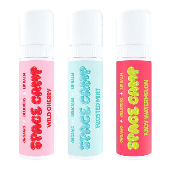 Bálsamo labial Space Camp Wellness Jumbo – Paquete original con sabor variado (sandía jugosa de cereza silvestre y menta esmerilada) – Paquete de 3