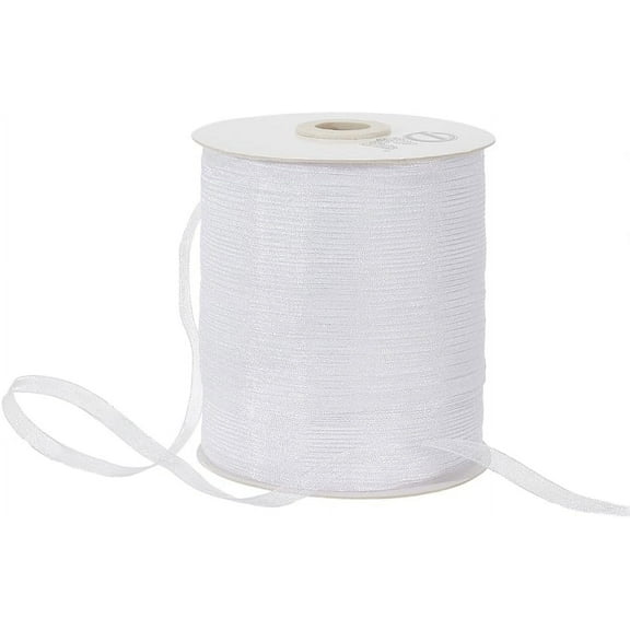 1Rolls 500 Yards Sheer Ribbon 1/4 inch Sparkle Sheer White Organza Ribbon Craft Chiffon Trim for Wedding Party Favor Mother's Day Gift Wrapping Holiday Decoration