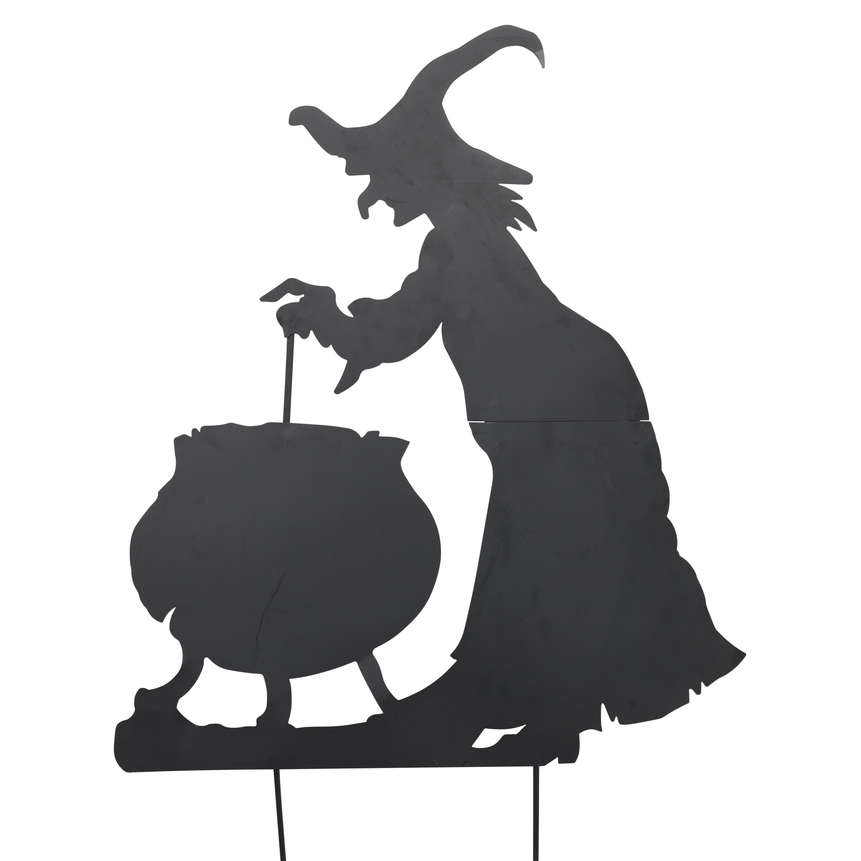 Gerson Metal Witch with Cauldron Silhouette Yard Stake