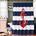 thumbnail image 6 of Red Coastal Nautical Anchor Shower Curtain Set with Hooks, White Navy Blue Striped Waterproof Fabric Bathroom Curtains Decor Home Accessories,72X 96 Inch Extra Long, 6 of 9
