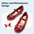 thumbnail image 5 of PATPAT Girls Mary Jane Dress Shoes Glitter Sequins Rhinestones Bow Low Heel Princess Shoes with Butterfly Hair Clips, 5 of 8