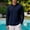 Navy, variant on Fengqque Men’s Business Textured Grid Polo Shirts Golf Lapel Collar Two Button Placket Long Sleeve Regular Fit Tops White XL