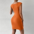 thumbnail image 6 of ClodeEU Women's Sleeveless Bodycon Mini Dress,Basic Solid Slim Fit Dress Orange,Women's Plus S, 6 of 8