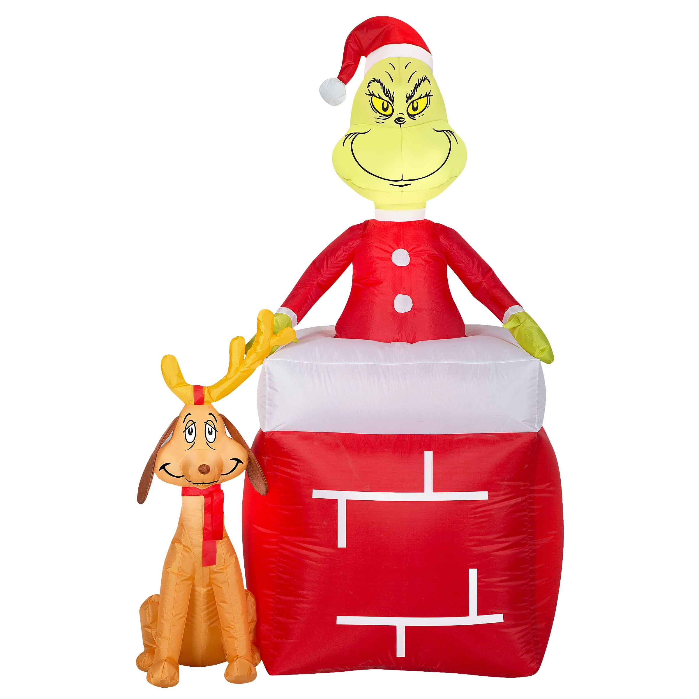 66" Inflatable Grinch in Chimney with Max