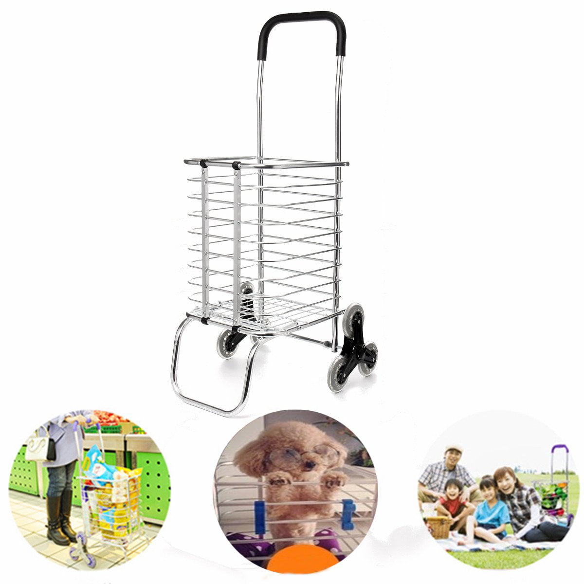 Folding Shopping Cart Grocery Trolley Laundry Stair Climbing Large Handcart # 