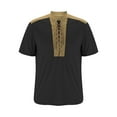 thumbnail image 3 of ohmzyzo Medieval Henley Shirts for Men Drawstring Short Sleeve Hippie Tee Tops Casual Lace Up T Shirts Renaissance Summer Beach Tops M, 3 of 5