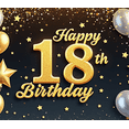thumbnail image 3 of Gold Balloon Happy Birthday Banner Star Design Party Backdrop for 18th Birthday Celebration Indoor Decoration Event, 3 of 7