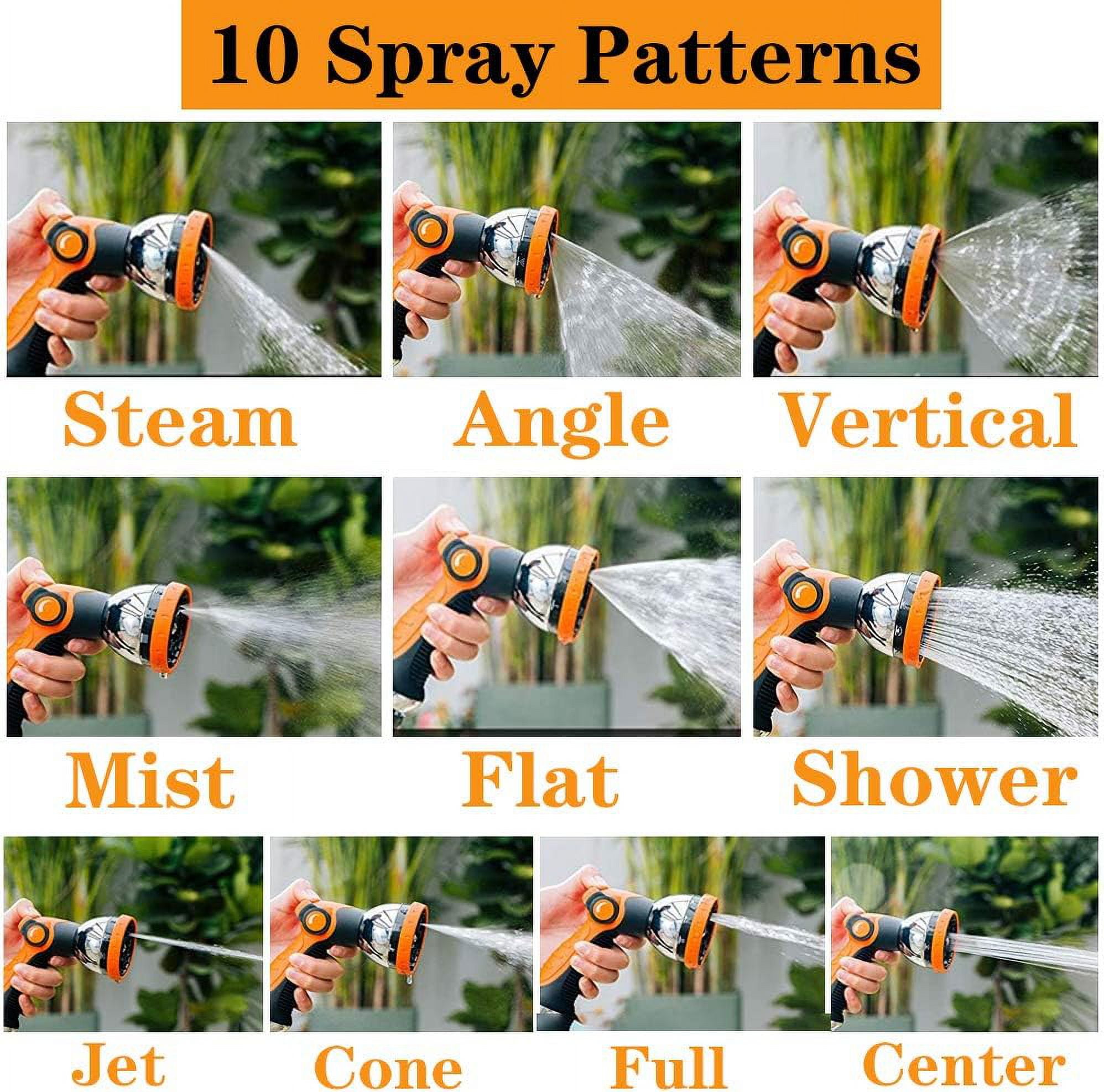 2-Pack Thumb Control Garden Hose Nozzle - 10 Pattern High Pressure Metal Spray Nozzle for Plants, Car Wash, Cleaning & Pets