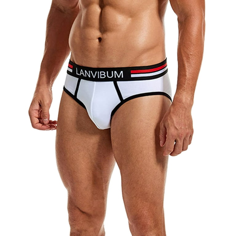 eczipvz Men's Underwear Men's Underwear Briefs Pack Enhancing Ball Pouch  Low Rise Bikini Briefs for Male,White 