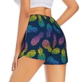 thumbnail image 3 of Vsdgher Retro Bright Pineapple Print Women's Running Double Layer Shorts High Waisted with Pockets Elastic Yoga Workout Athletic Gym Sports, 3 of 8