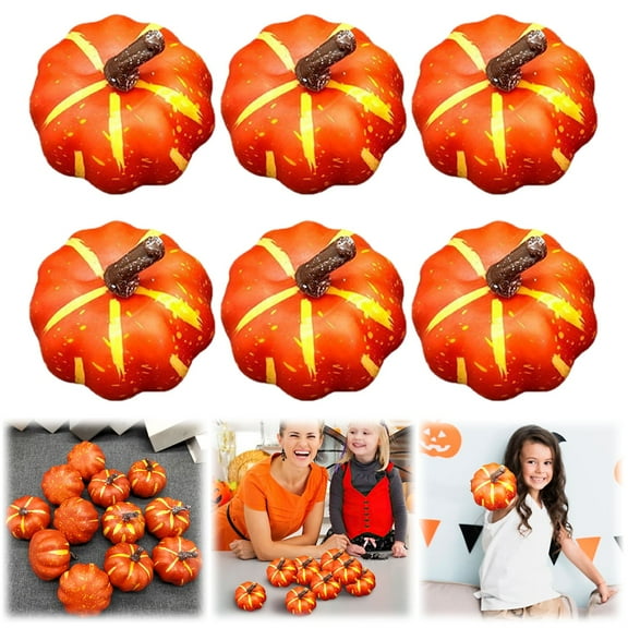 Clearance Under $5 6/12 Pcs Artificial Pumpkins Fall Decorations Small Pumpkin for Autumn Halloween Thanksgiving Faux Pumpkins Home Table Decor A