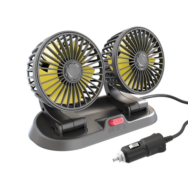 Speravity Ventilador para salpicadero de coche, 2 velocidades, doble cabezal, dispositivo de refrigeración de aire Interior para coche, autoadhesivo de Automoción decorativa y accesorios 12V Speravity VI015509-02