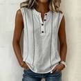 thumbnail image 3 of ClodeEU Women's Henley V Neck Sleeveless Tank Top,Casual Loose Fit Solid Color Blouse with Button for Summer Gray,Women's Plus L, 3 of 6