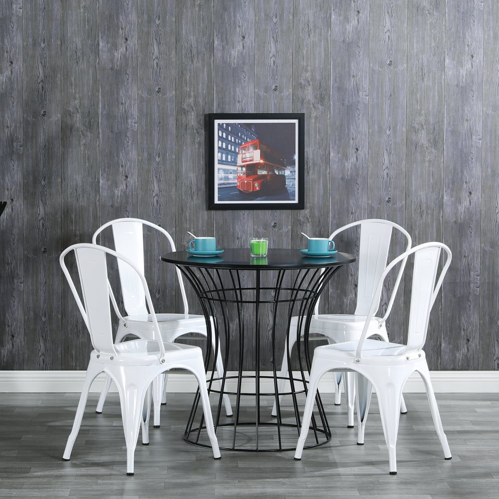 Kepooman Dining Chairs, Set of 4, Industrial Stacking Lounge Bar Chair for Living Room, White Kepooman Dining Chairs, Set of 4, Industrial Stacking Lounge Bar Chair for Living Room, White