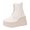 White, variant on White Womens Winter Comfort Boots Round Toe Wedge Heel Lace Up Pu Leather Versatile Ankle Warm Shoes