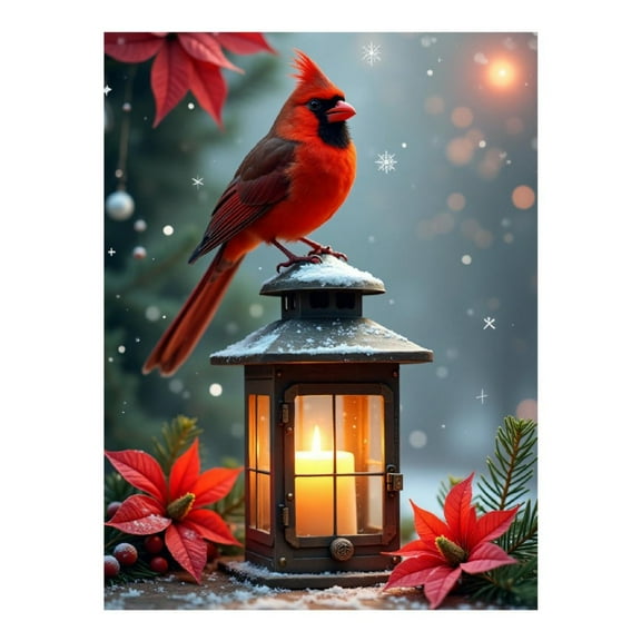 Diamond Art Kits for Adults - Modern Cardinal Bird Red Print No.147 5D Frameless Dimond Painting Kit for Adults Beginner, Round Diamond Kits for Home Wall Decor, Gift for Women
