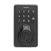 Honeywell Electronic Biometric Deadbolt Lock with Touchpad Matte Black Finish