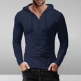 thumbnail image 2 of YLSDY Men's Hoodies Sweatshirts Long Sleeve Henley Shirt Button Up Hooded T-Shirt Navy M, 2 of 5