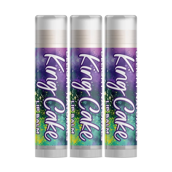 Delight Naturals Mardi Gras Lip Balm - King Cake - 3 Pack