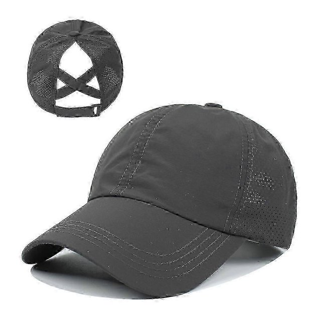 summer solid color baseball cap women's sports casual cross ponytail cap mesh quick-drying half-empty peaked cap