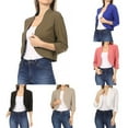 thumbnail image 5 of CENL Women Plain Cropped 3/4 Sleeve Blazer Suit Jacket Coat Open Shrug Cardigan, 5 of 9
