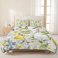thumbnail image 3 of Twin Quilt Set 68''x86'', Summer Lemon Lightweight Summer Bedspread Coverlet Set with 2 Pillow Shams, Watercolor Yellow Spring Floral Botanical Breathable All Season Quilt Bedding for Dorm/Bedroom, 3 of 9