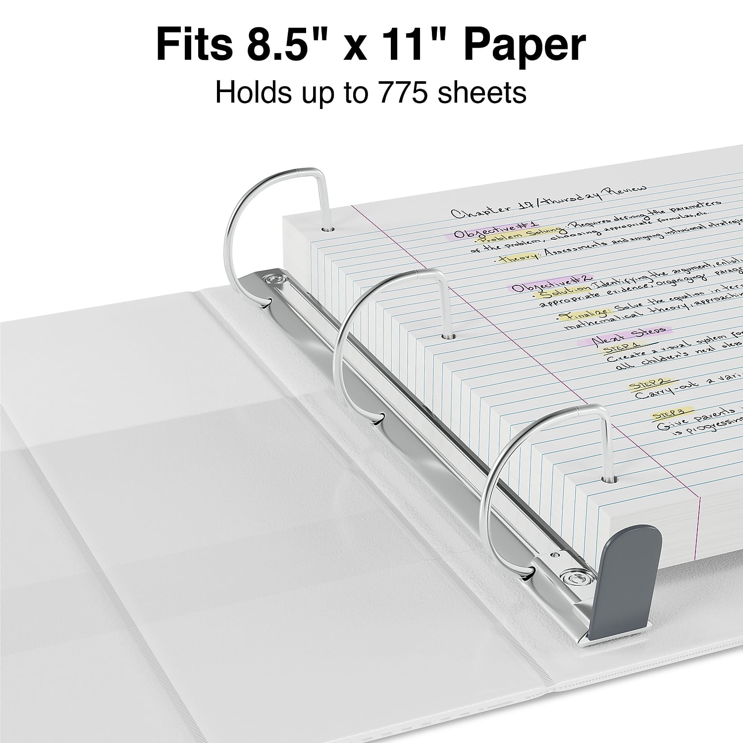 Staples Heavy Duty 4" 3-Ring View Binder with D-Rings and Four Interior Pockets White  2/Pack