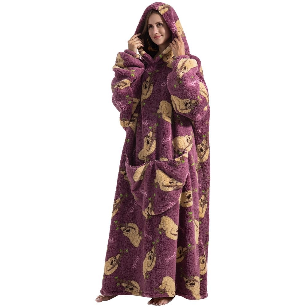 Extra lange deken hoodie voor dames, volwassen en mannen. Oversized fleece behaaglijke capuchon. Draagbare deken sweatshirt voor tieners en dames