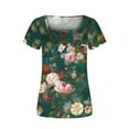 thumbnail image 4 of Puntoco Camiseta Estampada De Moda para Mujer Blusa De Mangas 3/4 De Longitud Media Blusa con Cuello Redondo Tops Informales Liquidación Puntoco Puntoco-785, 4 of 5