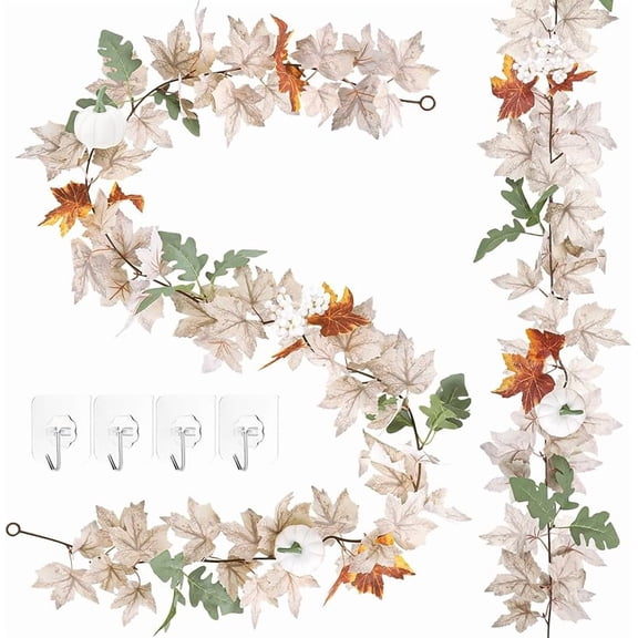 11.8FT Fall Decor, 2 Pack Fall Garland for Mantle, Fall Decorations for Home, Thanksgiving Decor for Thanksgiving Decorations Indoor, Autumn Garland for Autumn Decor Outdoor