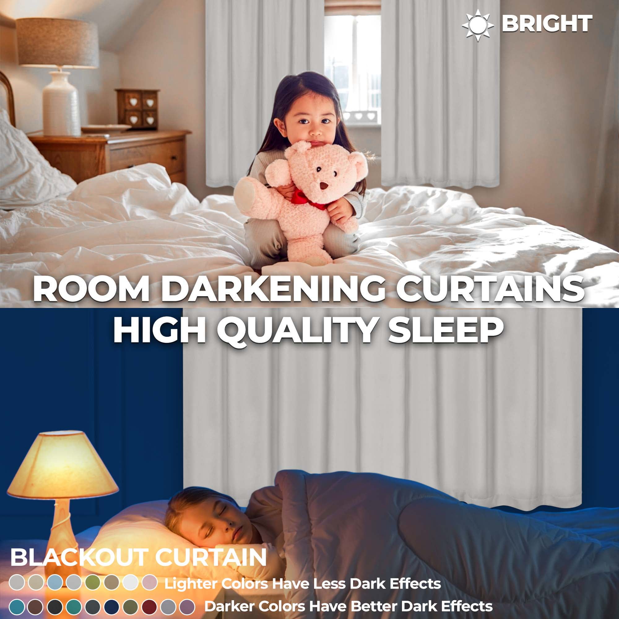 Superior Blackout Solid Light Filtering Back Tab Curtain Panel Set, 52" x 96", Chrome