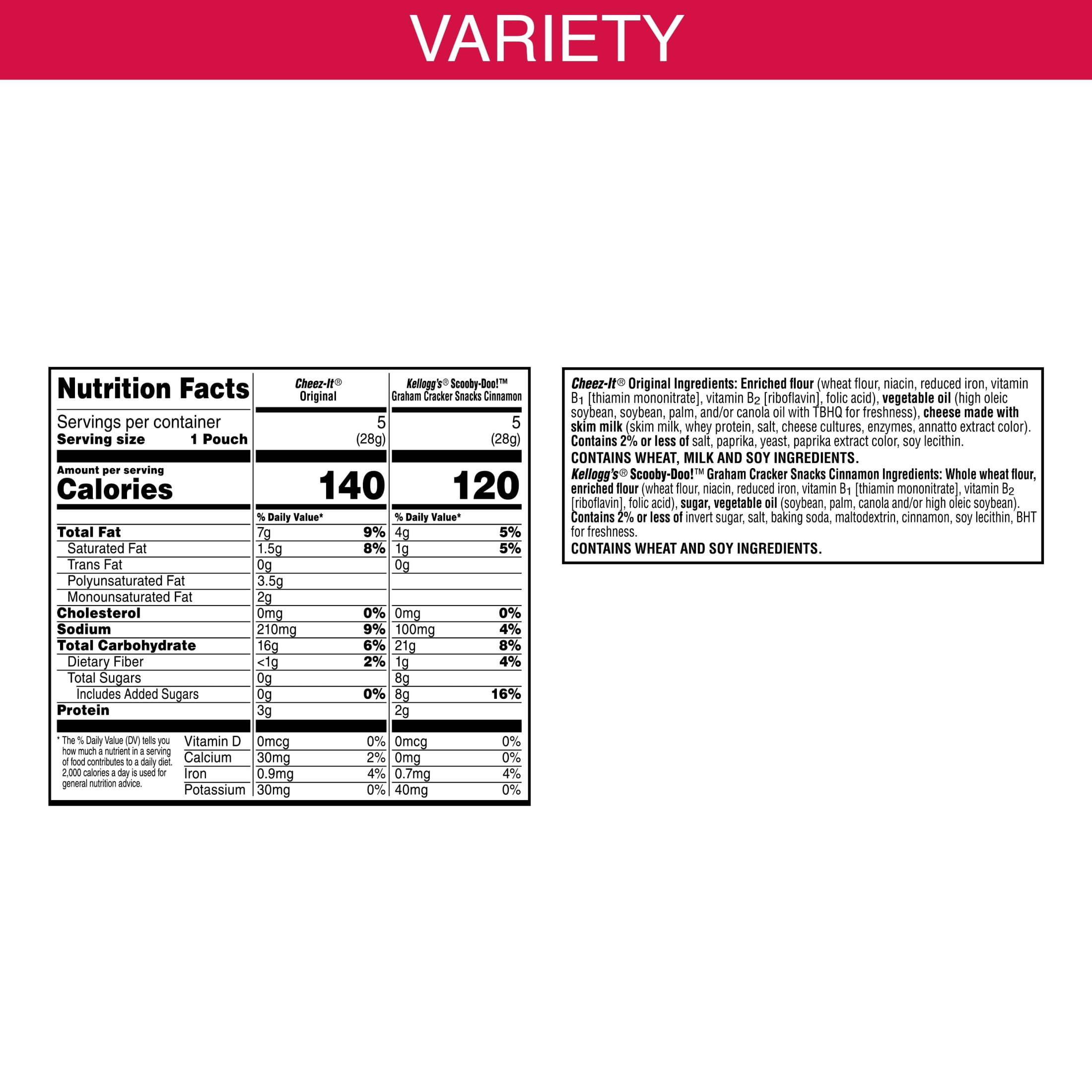 Cheez-It, SCOOBY-DOO! Variety Pack Snacks, Lunch Snacks, 10 Count