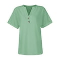 thumbnail image 5 of Aobny Button Gym Shirts Women Green Eyelet Blouses & Tops Blouse Short Sleeve V-Neck Country Tops,XXL, 5 of 6